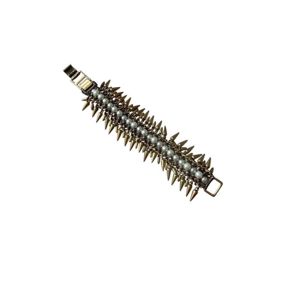 Stella & Dot Gold Tone Pearl Drop Spiked Jacinthe Bracelet